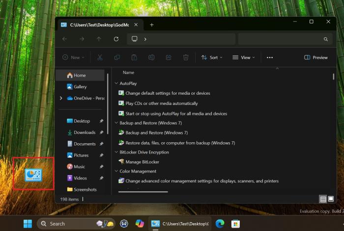 god mode in action in windows 11 24h2