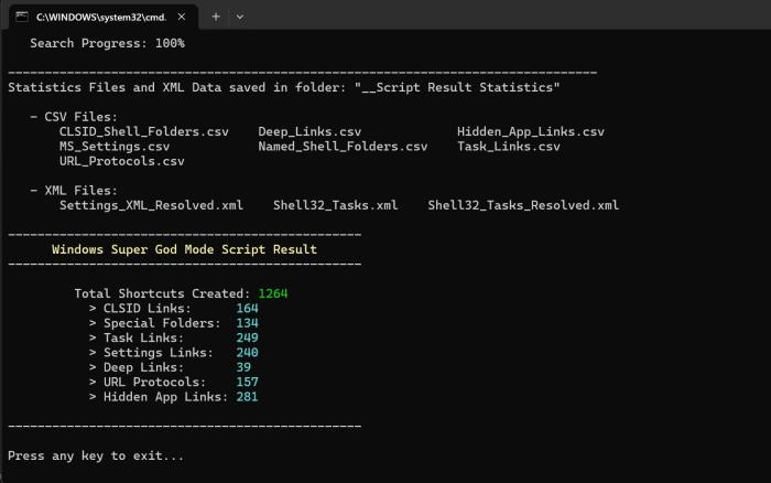 running super god mode script in windows 11 24h2