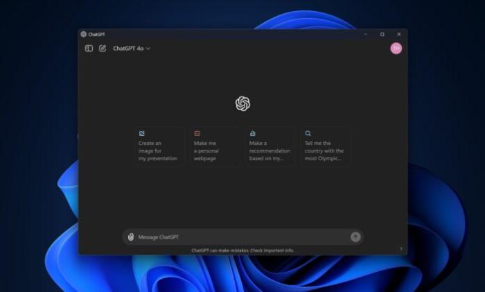 ChatGPT app for Windows 11 ChatGPT app for Windows 11