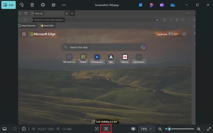 scan text option inphotos app windows 11