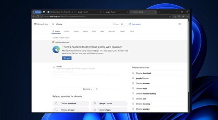 Microsoft Edge and Chrome pop-up Microsoft Edge and Chrome pop-up