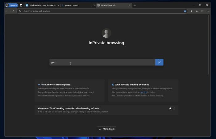 Bing when opening Google