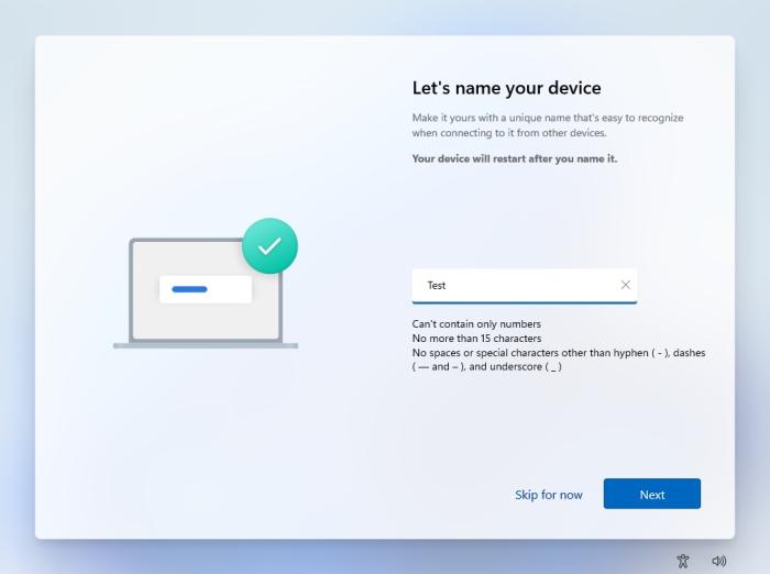 windows 11 23h2 oobe page device name
