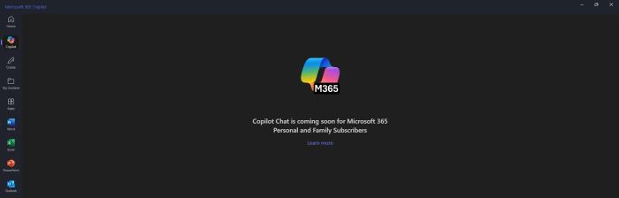Copilot Chat is coming soon for Microsoft 365 Personal and Family Subscribers
