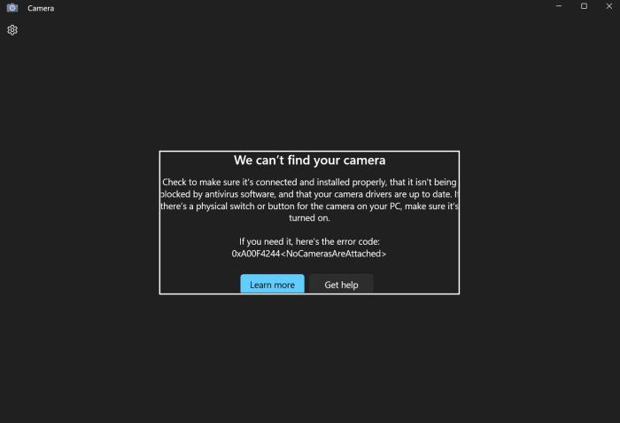 Windows 11 camera issue