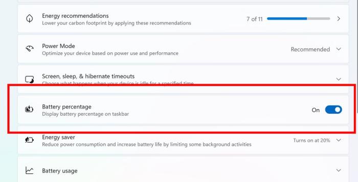 Enable Battery Percentage