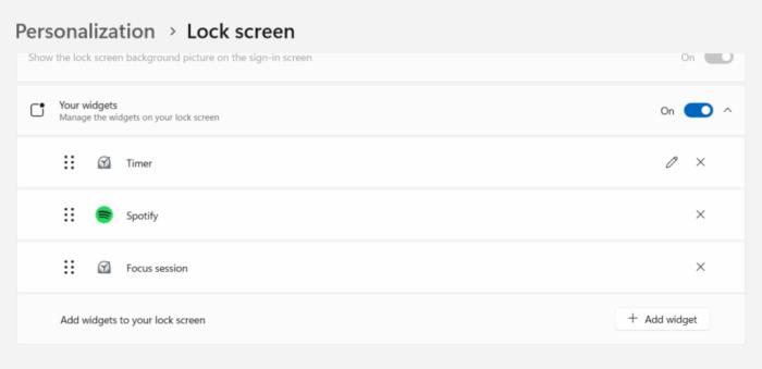 Widgets reorder on lock screen customization page 
