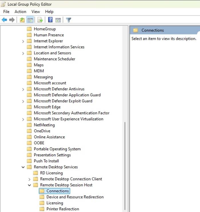 Select network detection on the server to fix RDP connection issues