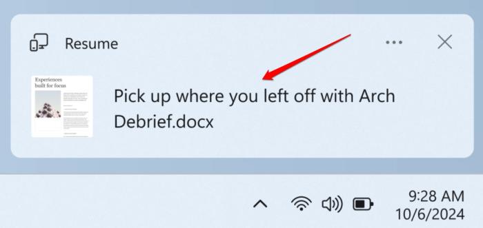 cross device resume editing feature in Windows 11 24H2