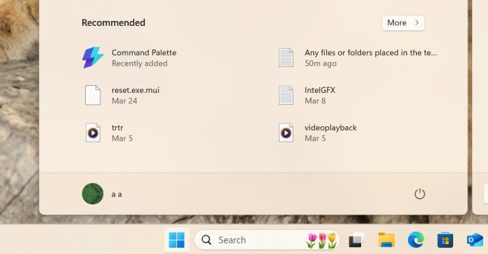 command palette icon in the start menu