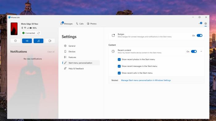 Customize recent activity menu