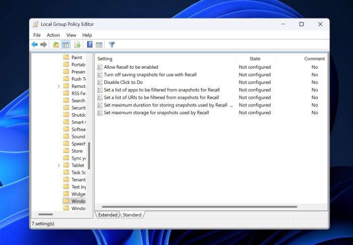 Disable Recall in Windows 11 with Group Policy