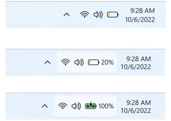 Battery icons on the taskbar