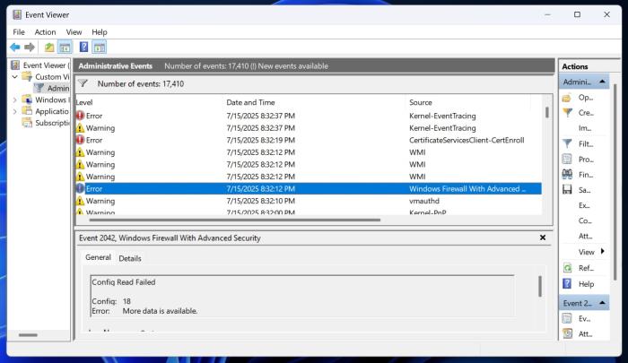Windows 11 July 2025 Update Firewall error