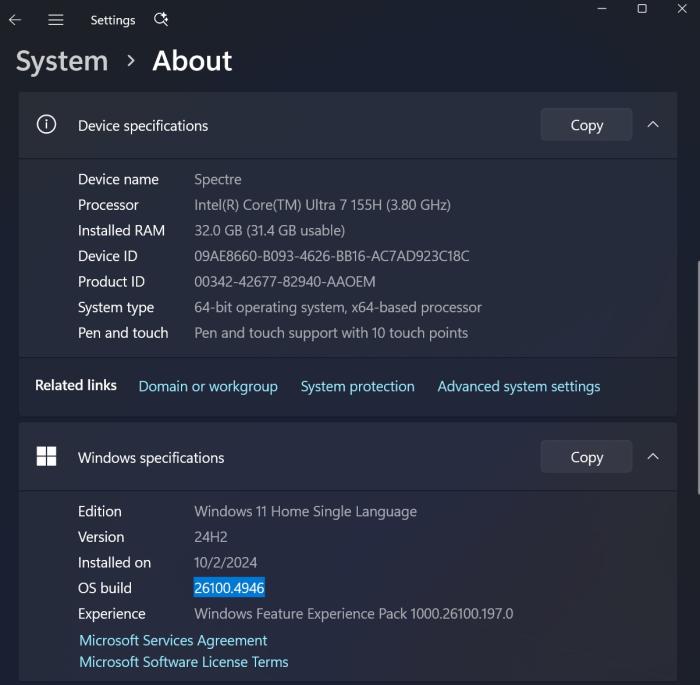 Windows 11 KB5063878 Build 26100.4946