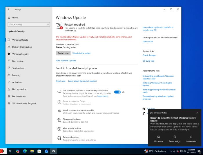 Windows 11 25H2更新已在Windows 10电脑上下载完成